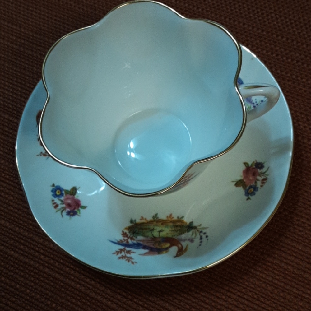 Crown Staffordshird Bird Bone China Cup and Saucer - Picture 2 of 5